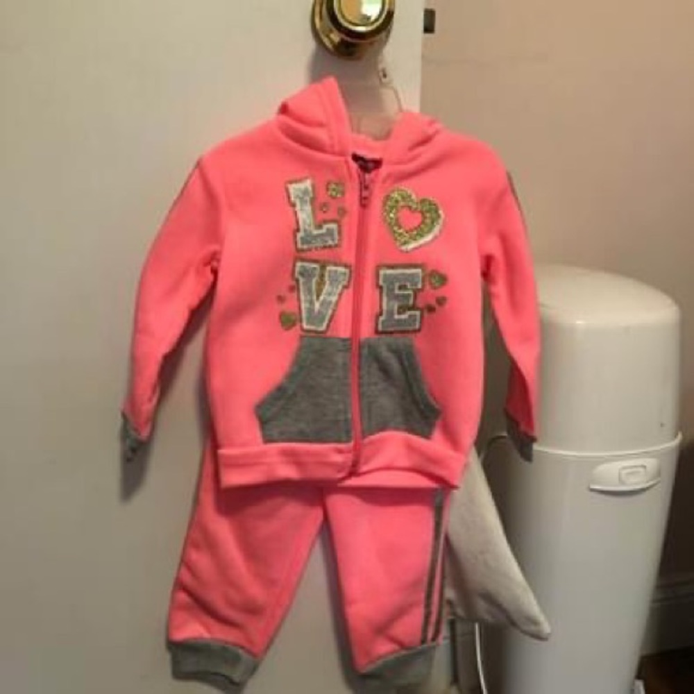 Size 12month kids hot pink sweatsuit